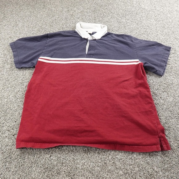 Old Navy Rugby Shirt Mens 2XL Blue Red Colorblock Polo Short Sleeve Preppy Y2K - Picture 2 of 9